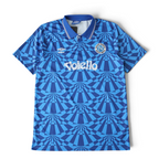 Elite Retro Kits Napoli 1991-93 home football shirt in blue with a tonal geometric pattern and Voiello sponsor logo.