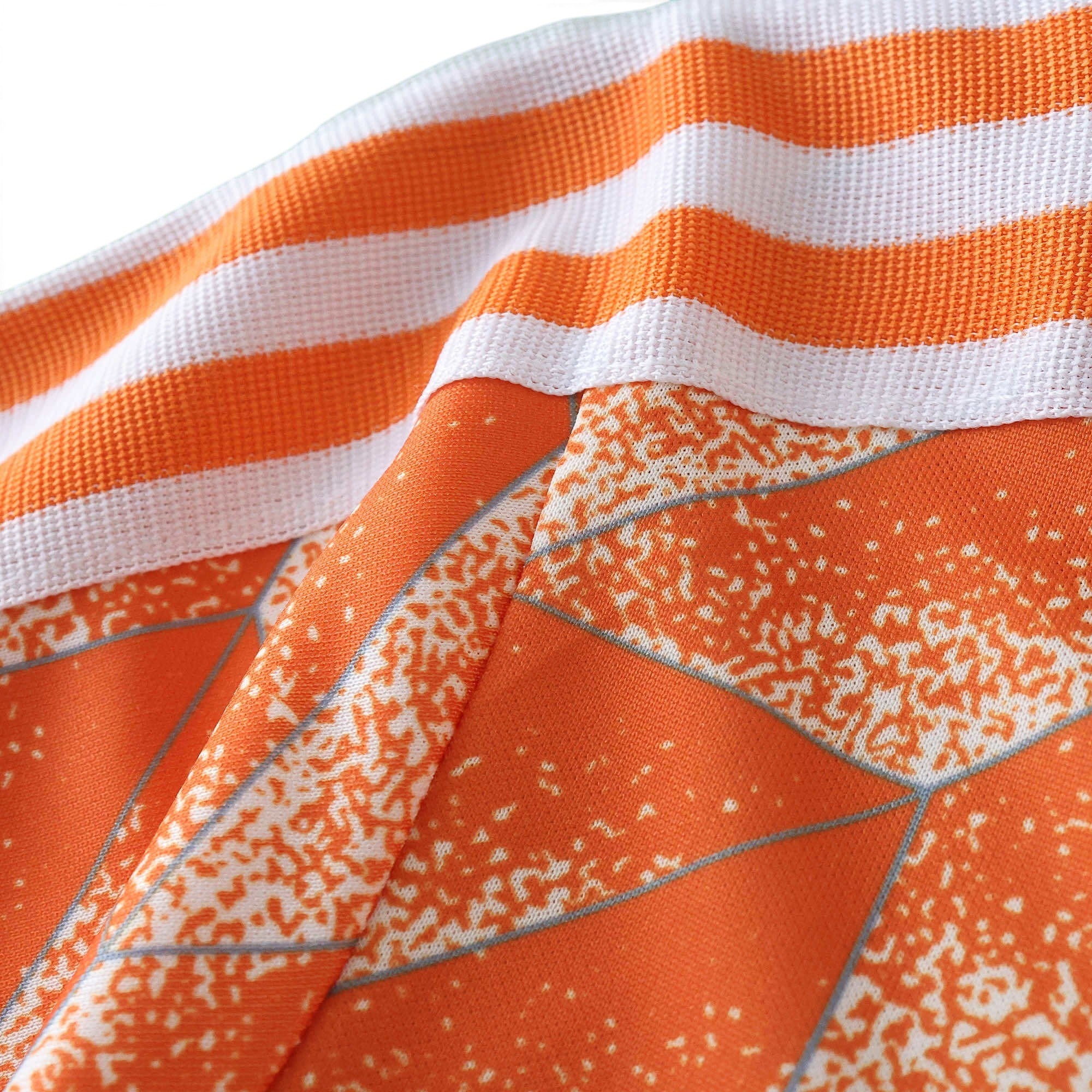 Elite Retro Kits Netherlands 1988 kids home kit featuring iconic orange geometric pattern and white striped trim