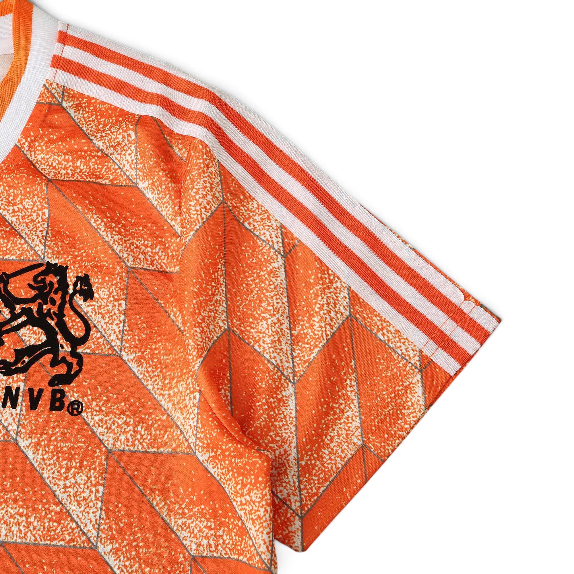 Elite Retro Kits Netherlands 1988 home football shirt in orange with geometric print and black KNVB lion crest