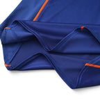 Elite Retro Kits Netherlands 1998 away football shirt featuring blue fabric with orange trim and mesh side panels