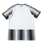 Back view of Elite Retro Kits Newcastle 2026/27 home shirt featuring white back, black striped hem, and blue accents.