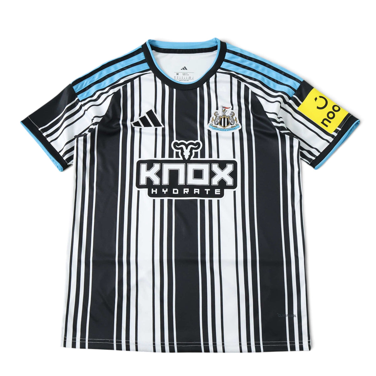 Elite Retro Kits Newcastle 2026/27 home football shirt featuring black and white stripes with blue collar and sleeve trim