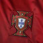 Elite Retro Kits Portugal 1998 home shirt featuring a detailed embroidered FPF crest on classic red fabric