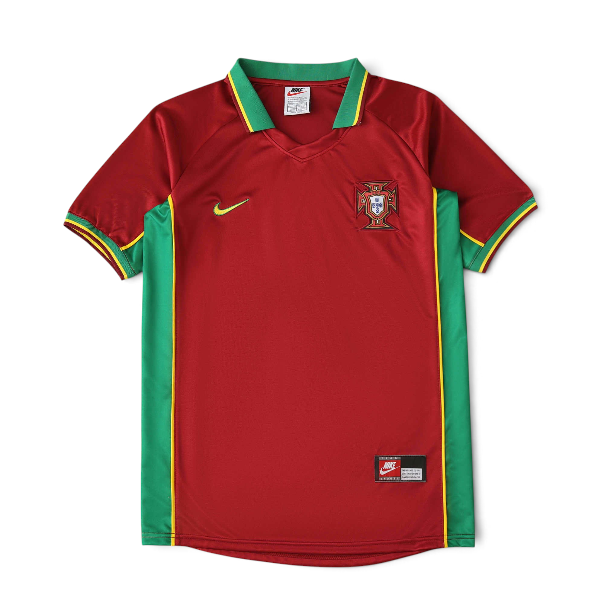 Elite Retro Kits Portugal 1998 home football shirt in red with green and yellow trim and FPF crest