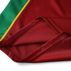Elite Retro Kits Portugal 1998 home football shirt detail showing red fabric texture with green and yellow trim
