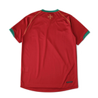 Elite Retro Kits Portugal 2006 home football shirt in red with green trim and gold cross detail on the back neck