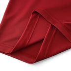 Close-up of the deep red breathable fabric texture on an Elite Retro Kits Portugal 2006 kids home football shirt.