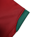 Elite Retro Kits Portugal 2006 home shirt sleeve detail in iconic red fabric with green ribbed trim