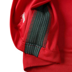 Elite Retro Kits Portugal 2016 home football shirt detail showing red fabric and dark green side ventilation panel