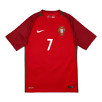 Elite Retro Kits Portugal 2016 home football shirt in red with number 7, FPF crest, and Nike logo