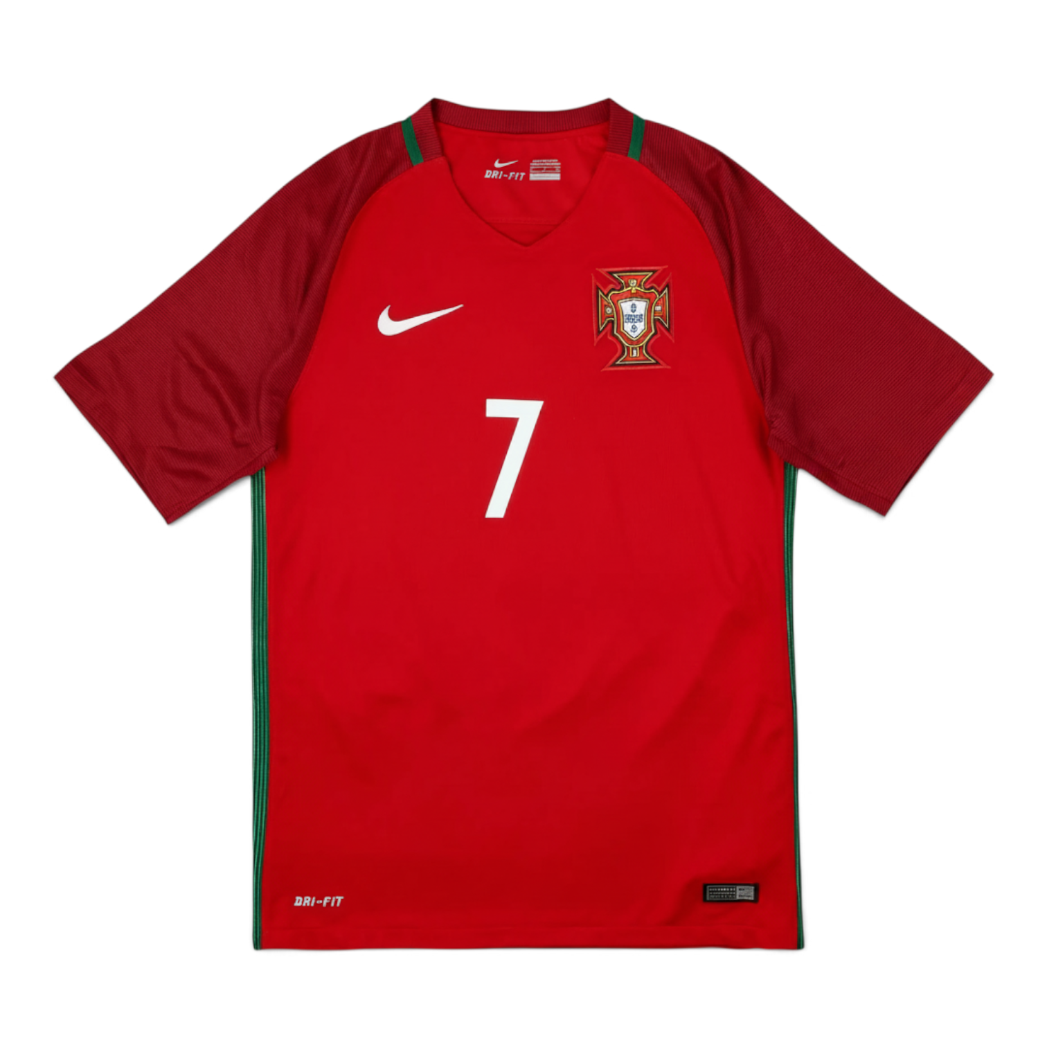 Elite Retro Kits Portugal 2016 home football shirt in red with number 7, FPF crest, and Nike logo