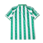 Back view of Elite Retro Kits Real Betis 1996/97 home shirt featuring green and white stripes and Kappa shoulder logos