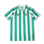 Elite Retro Kits Real Betis 1996/97 home football shirt featuring green and white stripes and Kappa shoulder logos.