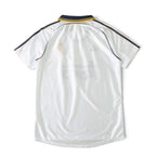 Elite Retro Kits Real Madrid 1999/00 home shirt in white with navy and yellow collar trim and shoulder stripes.