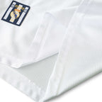 Elite Retro Kits Real Madrid 1999/00 home shirt featuring white textured fabric and adidas official replica patch