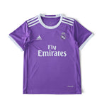 Elite Retro Kits kids' purple Real Madrid 2016/17 away football shirt with white trim and sponsor logo