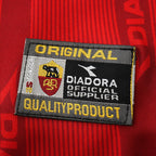 Elite Retro Kits Roma 1999/00 home shirt original quality product patch detail on deep red textured fabric