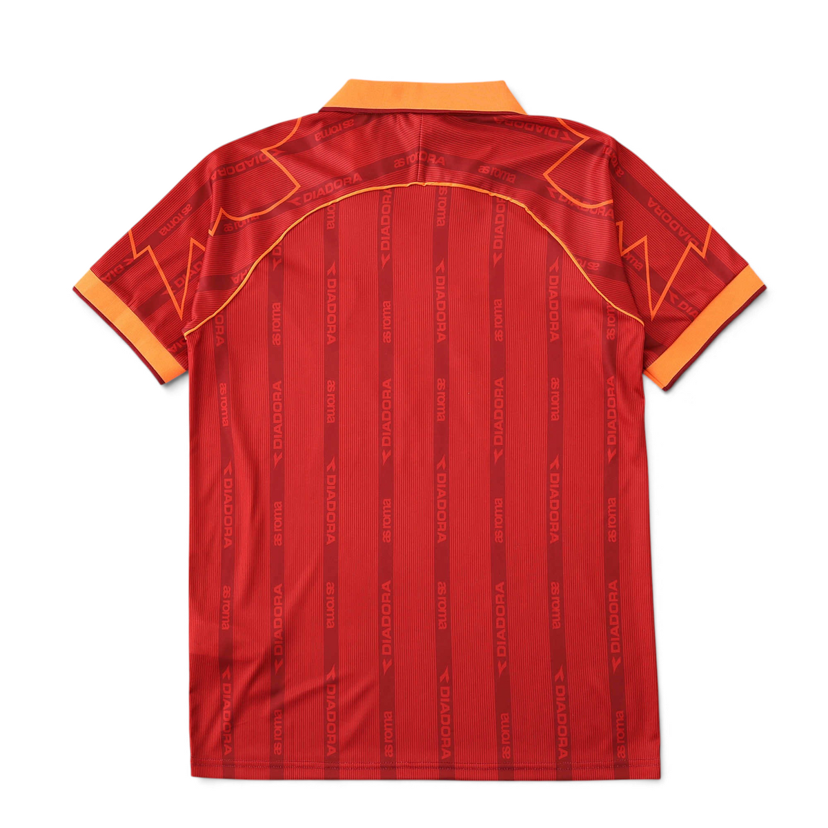 Elite Retro Kits Roma 1999/00 home football shirt in deep red with orange collar and Diadora branding details.