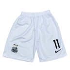 Elite Retro Kits Santos 2012/13 kids home football shorts in white with club crest, number 11, and Nike logo.