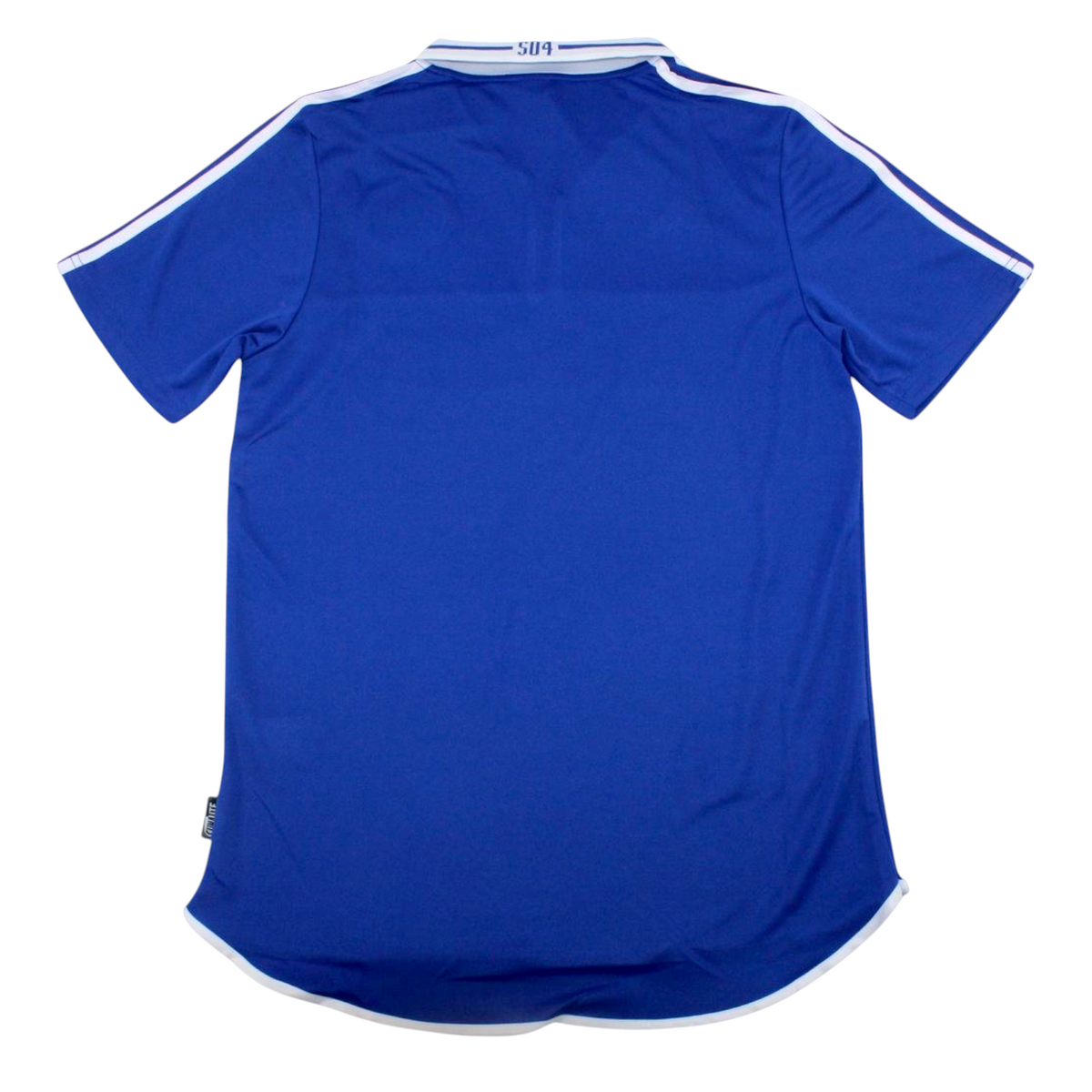 Elite Retro Kits FC Schalke 04 2000/02 royal blue home football shirt, back view with white collar and trim details.