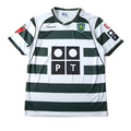 Elite Retro Kits Sporting Lisbon 2003 home football shirt in classic green and white hoops with club lion crest