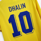 Elite Retro Kits Sweden 1994 home football shirt in yellow with blue number 10 and Dhalin name print on the back