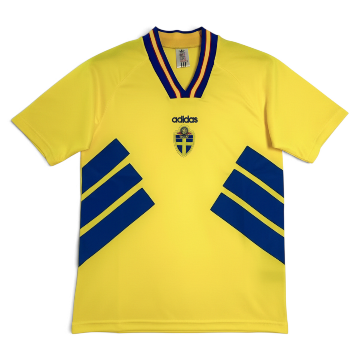 Elite Retro Kits Sweden 1994 home football shirt in yellow with blue trim, featuring the three crowns crest.