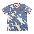 Elite Retro Kits USA 1994 away soccer jersey in navy blue with white star pattern, red trim, and USSF crest.