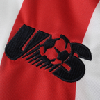 Elite Retro Kits USA 1994 home soccer shirt featuring a detailed embroidered USSF crest on red and white striped fabric