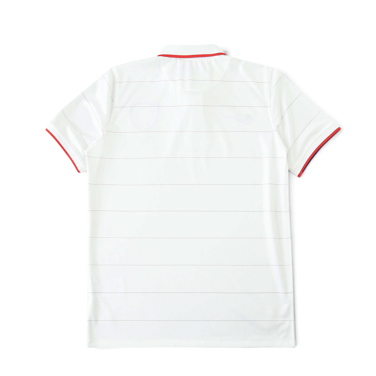 Back view of Elite Retro Kits USA 2014 home soccer jersey in white with red and blue trim on collar and sleeves