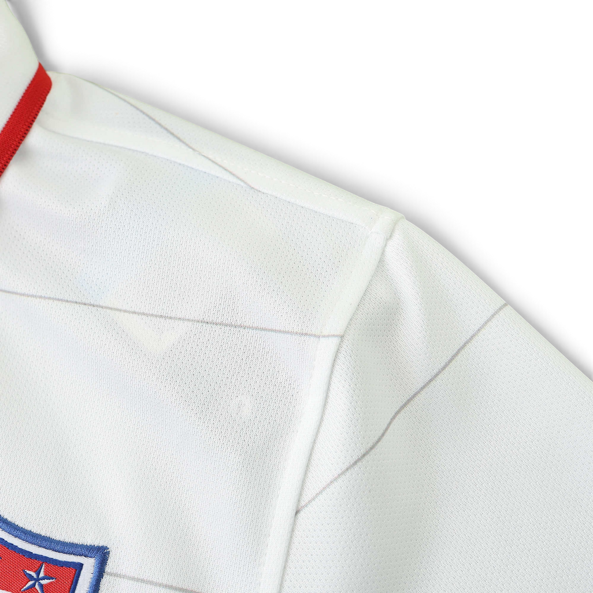 Elite Retro Kits USA 2014 home football shirt in white with red collar trim and subtle grey pinstripe detailing