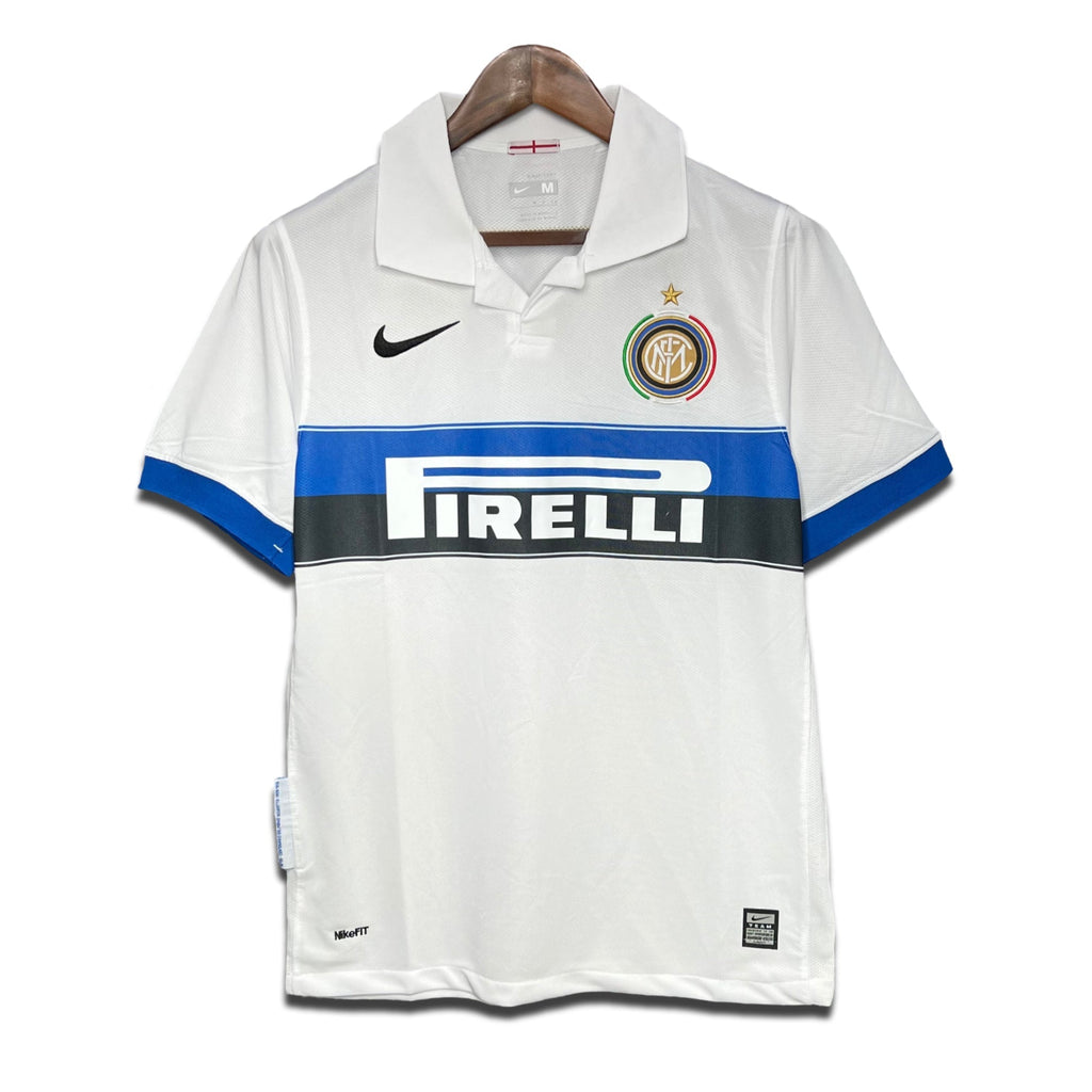 Inter Milan 2009/10 white away football shirt – retro kit from treble-winning season, worn by Sneijder and Milito