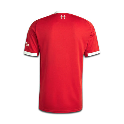 Red Liverpool jersey with white accents on a white background