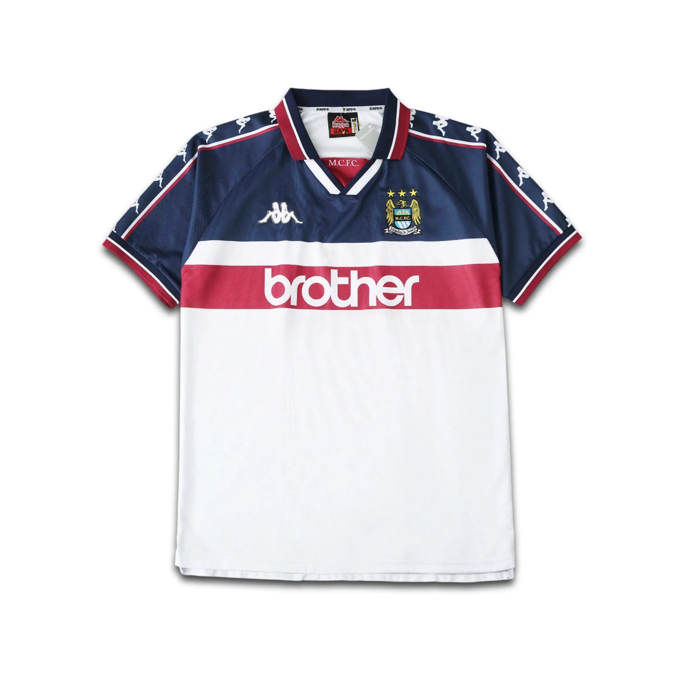 Manchester City Soccer Away Shirt from the 1997/98 season with Brother sponsor on the shirt.