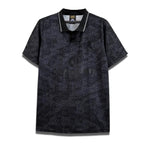 A black Chelsea FC retro away shirt from the 1990/91 season with a subtle pattern and collar.