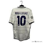 Ronaldinho 10 on the back of the Gray Barcelona away shirt from the early 2000s