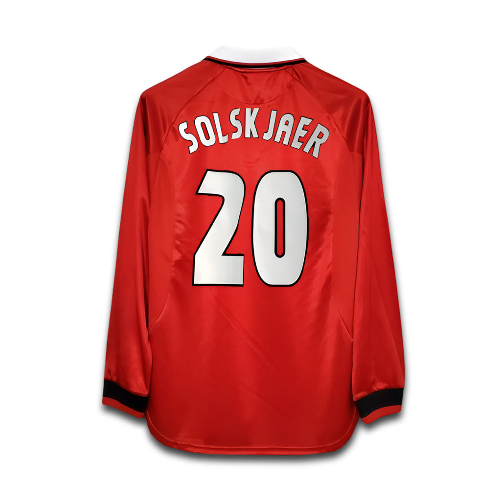 Red sports jersey with 'Solskjaer' and number '20' on a white background