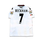 White sports jersey with 'BECKHAM' and number '7' on a white background